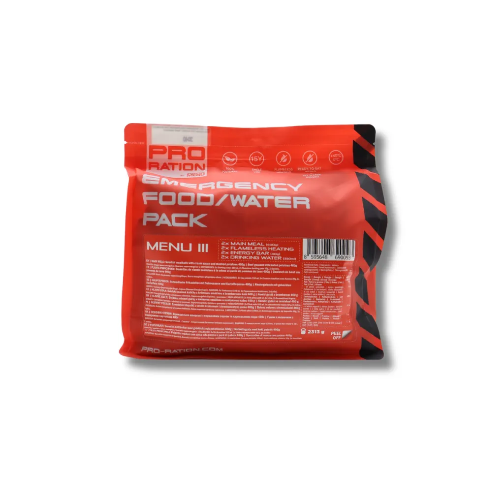 Proleafshop PRO Ration Emergency Pack Menu III - Food & Water